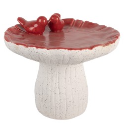 Clayre & Eef Image de décoration Champignon Ø 25x21 cm Blanc Rouge Terre cuite
