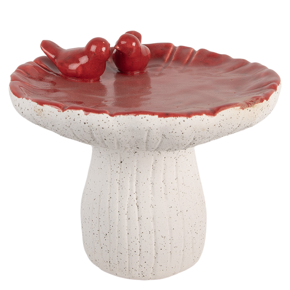 Clayre&Eef Decoratie Beeld PaddenstoelØ 25x21 cm Wit Rood Terracotta afbeelding