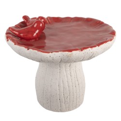 Clayre & Eef Image de décoration Champignon Ø 25x21 cm Blanc Rouge Terre cuite