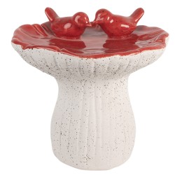 Clayre & Eef Image de décoration Champignon Ø 19x18 cm Blanc Rouge Terre cuite