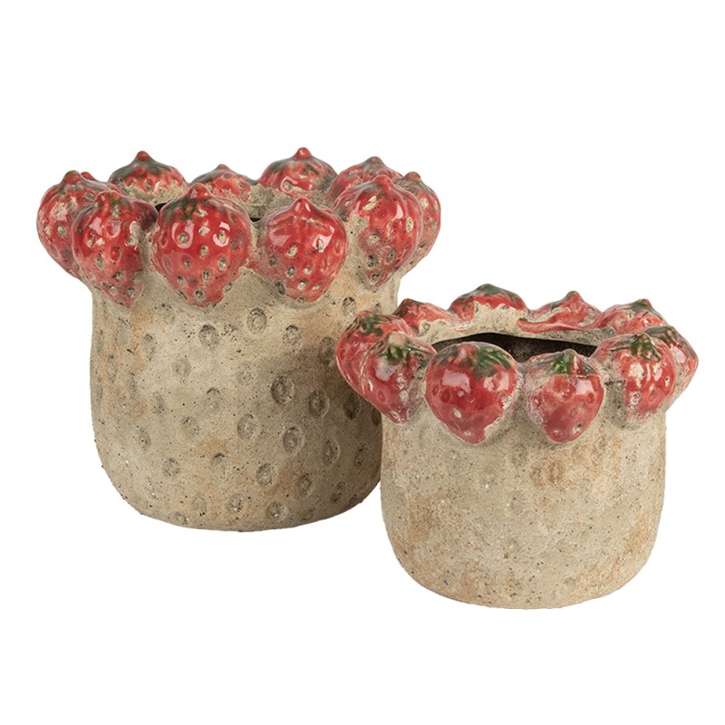 Clayre & Eef Pot de fleurs Ø 19x16 cm Beige Terre cuite