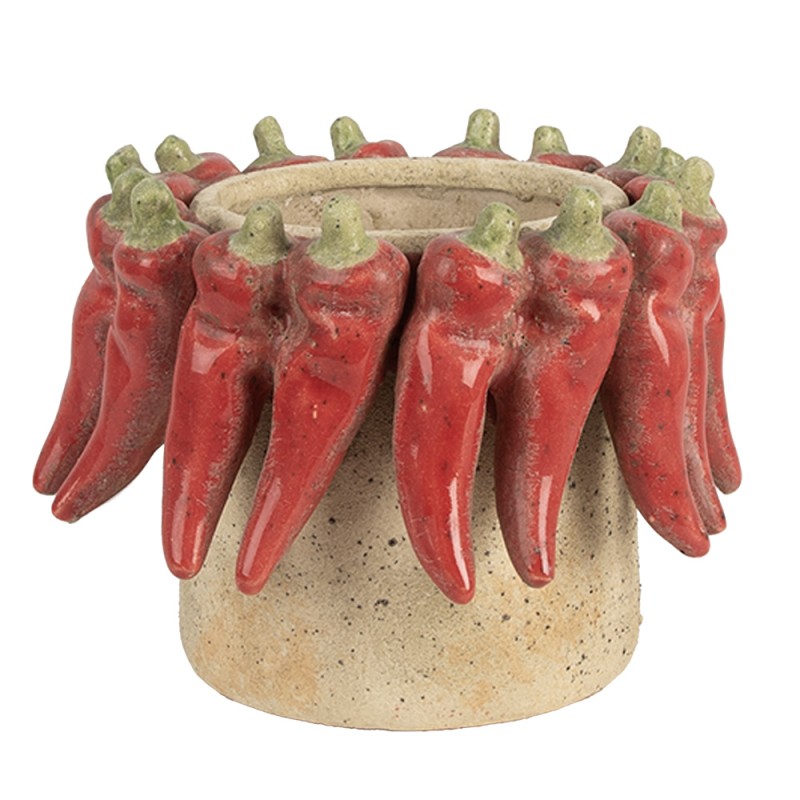 Clayre & Eef Pot de fleurs Ø 17x13 cm Beige Terre cuite