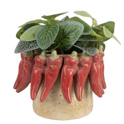 Clayre & Eef Pot de fleurs Ø 17x13 cm Beige Terre cuite
