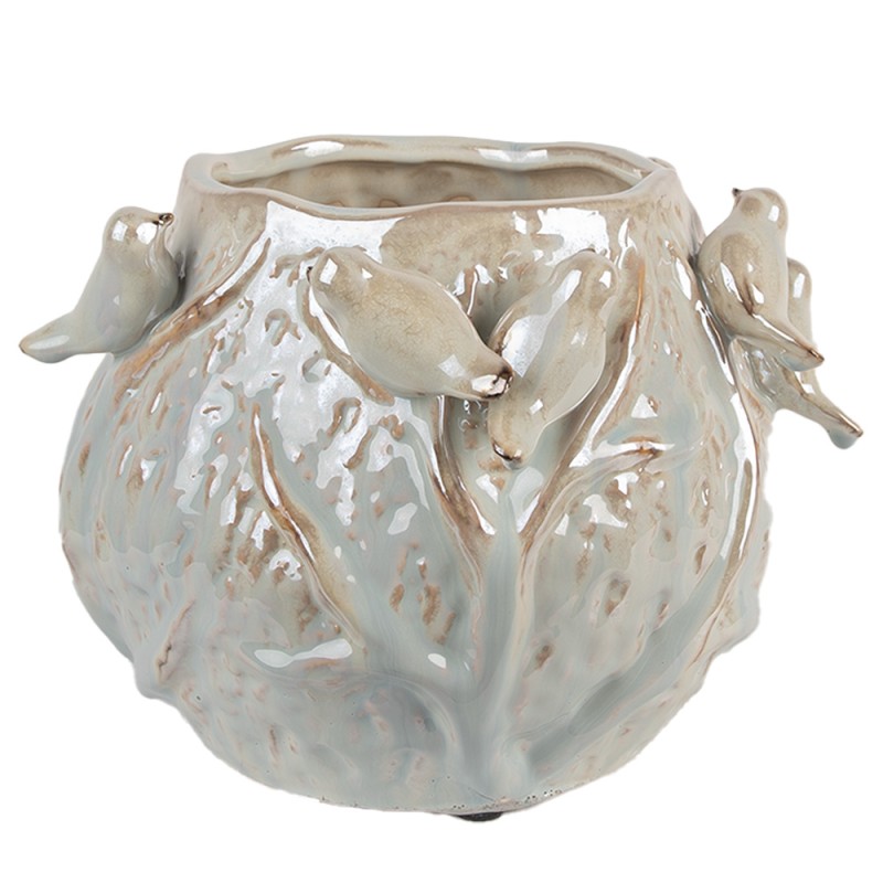 Clayre & Eef Pot de fleurs 22x21x17 cm Vert Terre cuite