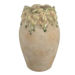 Clayre & Eef Pot de fleurs Ø 18x27 cm Beige Terre cuite Olives