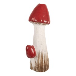 Clayre & Eef Image de décoration Champignon 16x14x41 cm Blanc Rouge Terre cuite