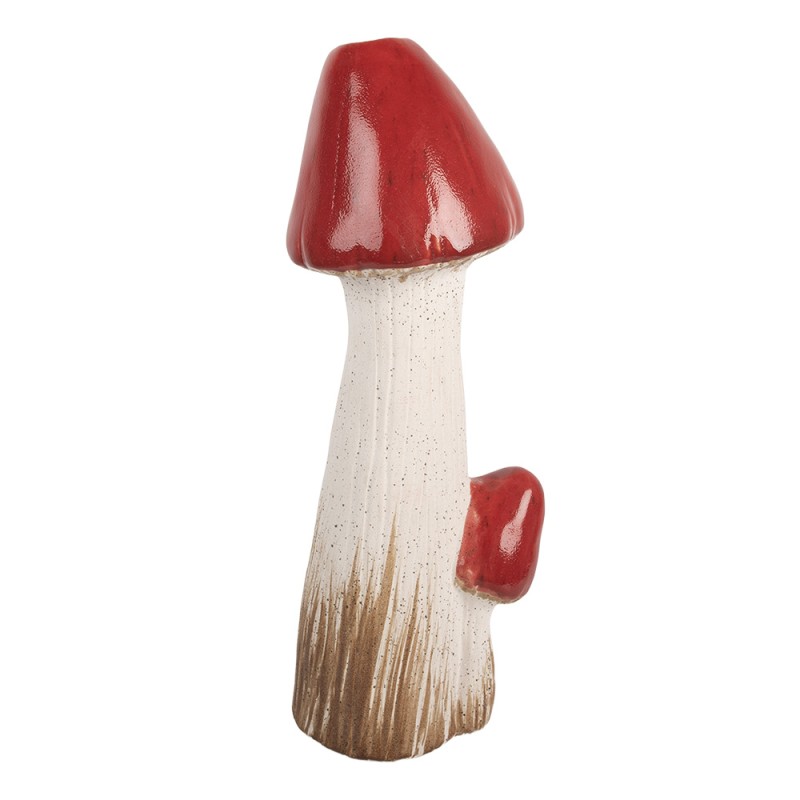 Clayre & Eef Image de décoration Champignon 16x14x41 cm Blanc Rouge Terre cuite