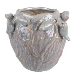 Clayre & Eef Pot de fleurs Ø 25x20 cm Bleu Terre cuite