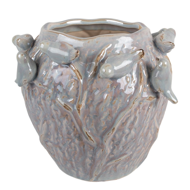 Clayre & Eef Pot de fleurs Ø 25x20 cm Bleu Terre cuite