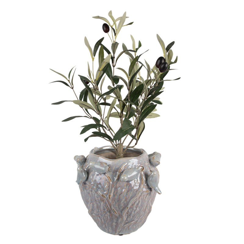 Clayre & Eef Pot de fleurs Ø 25x20 cm Bleu Terre cuite