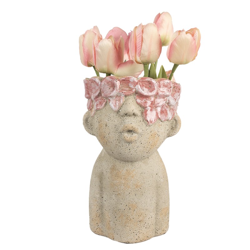 Clayre & Eef Pot de fleurs 16x15x25 cm Beige Terre cuite