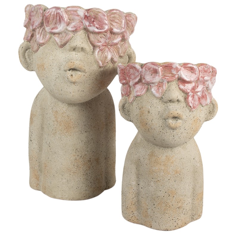 Clayre & Eef Pot de fleurs 16x15x25 cm Beige Terre cuite