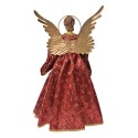 Clayre & Eef Statuetta decorativa di Natale Angelo 40 cm Rosso Tessuto