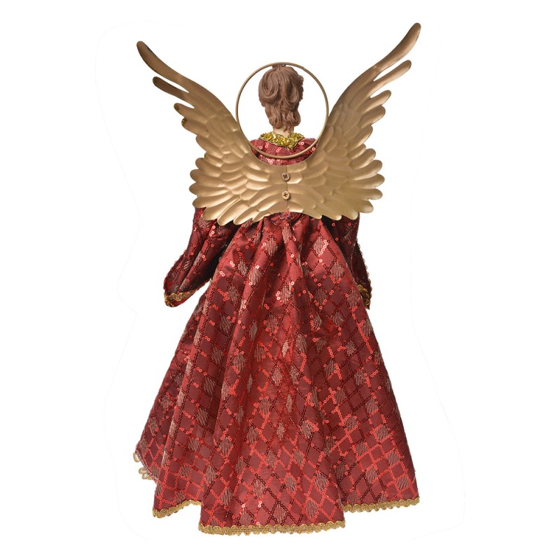 Clayre & Eef Statuetta decorativa di Natale Angelo 40 cm Rosso Tessuto
