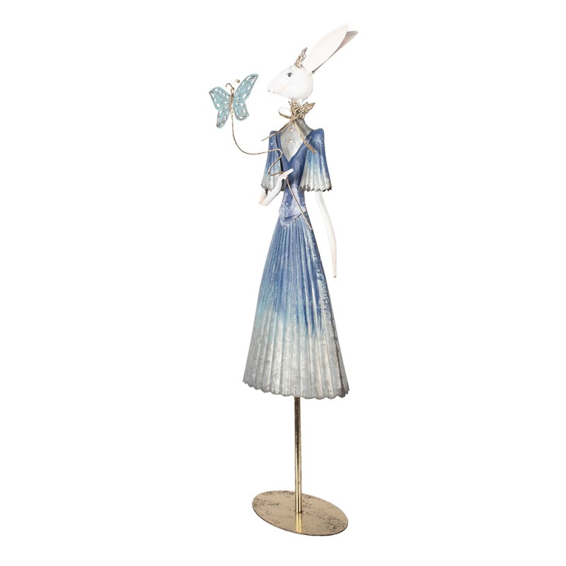 Clayre & Eef Statuetta decorativa Coniglio 26x12x73 cm Bianco Metallo