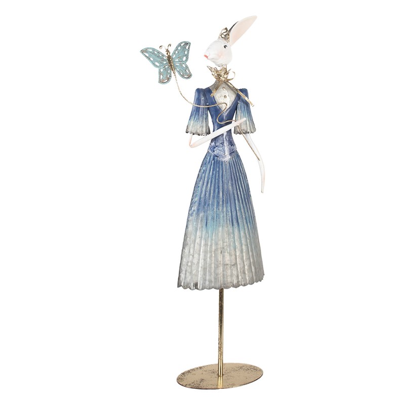 Clayre & Eef Statuetta decorativa Coniglio 26x12x73 cm Bianco Metallo