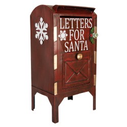 Clayre & Eef Statuetta decorativa di Natale Buca delle lettere 27x21x53 cm Rosso Metallo