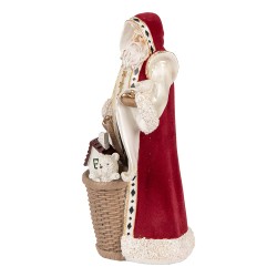 Clayre & Eef Statuetta decorativa di Natale Babbo Natale 15x14x29 cm Beige Rosso Plastica