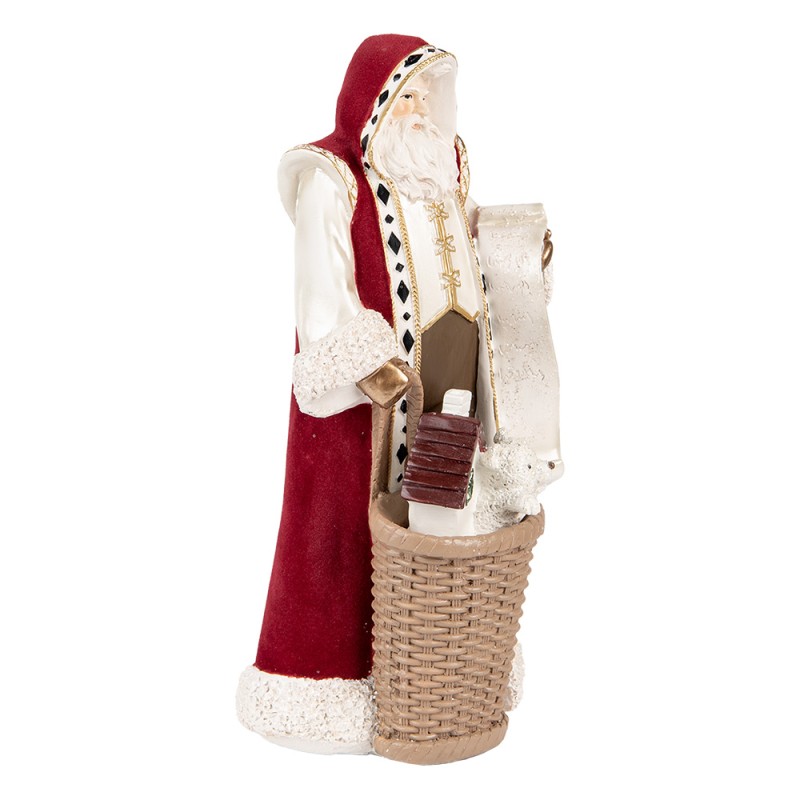 Clayre & Eef Statuetta decorativa di Natale Babbo Natale 15x14x29 cm Beige Rosso Plastica
