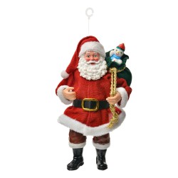 Clayre & Eef Ornamento Natalizio Babbo Natale 17 cm Rosso Tessuto