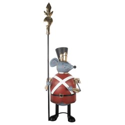 Clayre & Eef Statuetta decorativa Mouse 35x27x109 cm Grigio Metallo