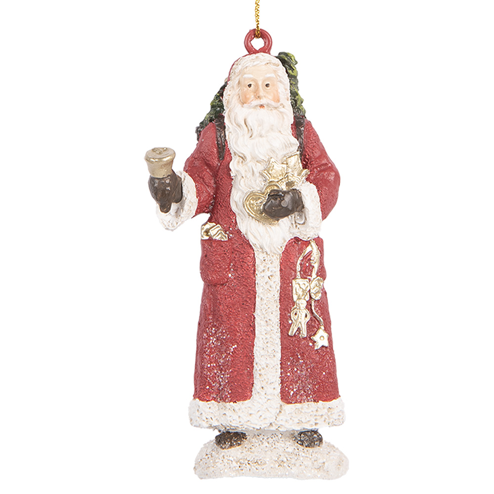 Clayre & Eef Kersthanger Kerstman 5x3x11 cm Rood Kunststof afbeelding 1