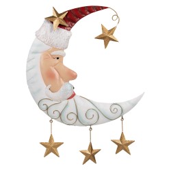 Clayre & Eef Kerstdecoratie Beeld Maan 41x3x53 cm Wit Metaal