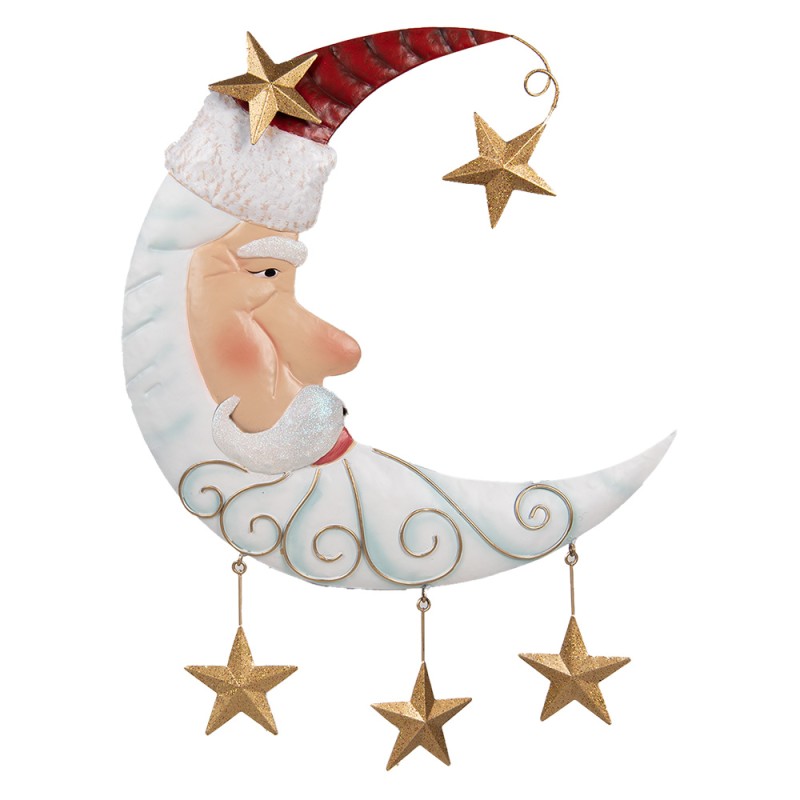 Clayre & Eef Kerstdecoratie Beeld Maan 41x3x53 cm Wit Metaal