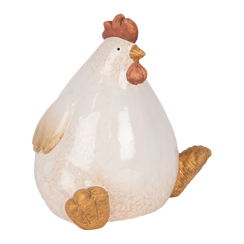 Clayre & Eef Statuetta decorativa Pollo 18x14x17 cm Beige Ceramica