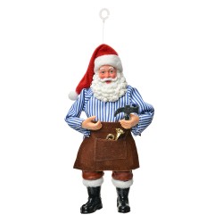 Clayre & Eef Ornamento Natalizio Babbo Natale 17 cm Rosso Tessuto