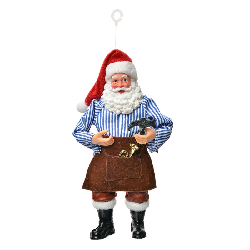 Clayre & Eef Ornamento Natalizio Babbo Natale 17 cm Rosso Tessuto