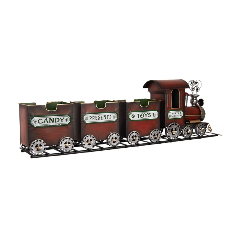 Clayre & Eef Statuetta decorativa di Natale Treno 95x19x28 cm Rosso Metallo