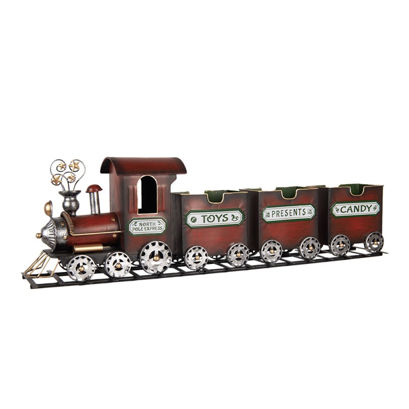 Clayre & Eef Statuetta decorativa di Natale Treno 95x19x28 cm Rosso Metallo