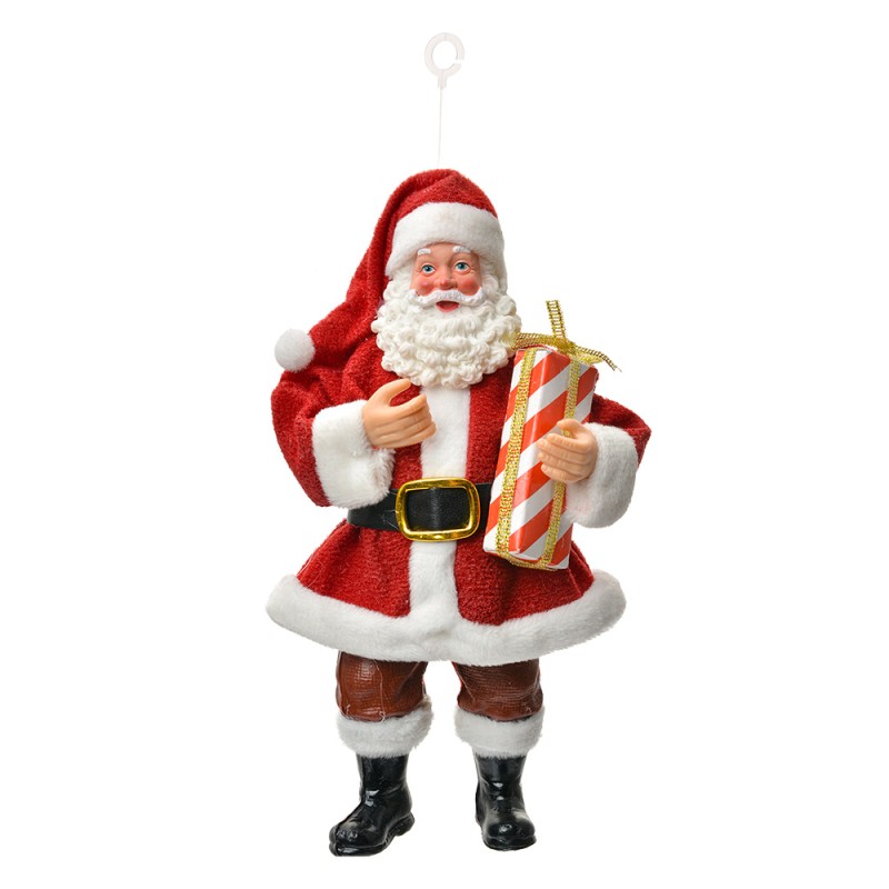 Clayre & Eef Ornamento Natalizio Babbo Natale 17 cm Rosso Tessuto