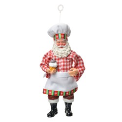 Clayre & Eef Ornamento Natalizio Babbo Natale 17 cm Bianco Tessuto