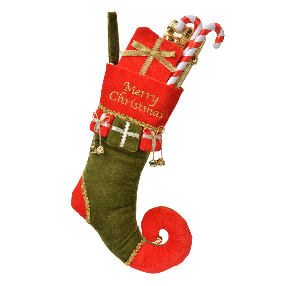 Clayre&Eef Kerstsok 24x7x46 cm Rood Synthetisch afbeelding