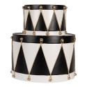 Clayre & Eef Statuetta decorativa di Natale Tamburo Ø 40x25 / Ø 26x17 cm Bianco Nero Metallo