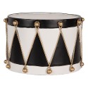 Clayre & Eef Statuetta decorativa di Natale Tamburo Ø 40x25 / Ø 26x17 cm Bianco Nero Metallo