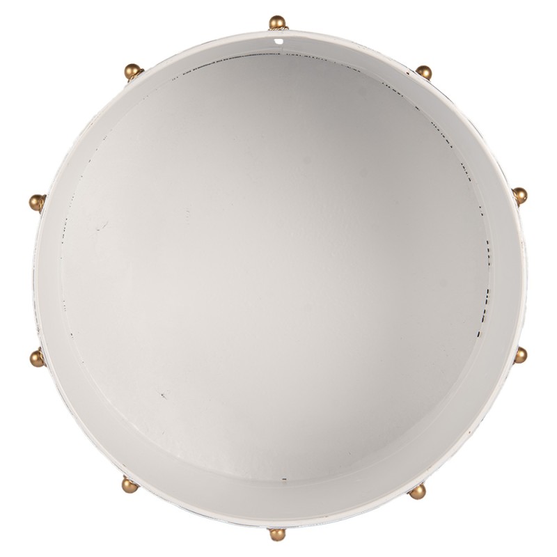 Clayre & Eef Statuetta decorativa di Natale Tamburo Ø 40x25 / Ø 26x17 cm Bianco Nero Metallo