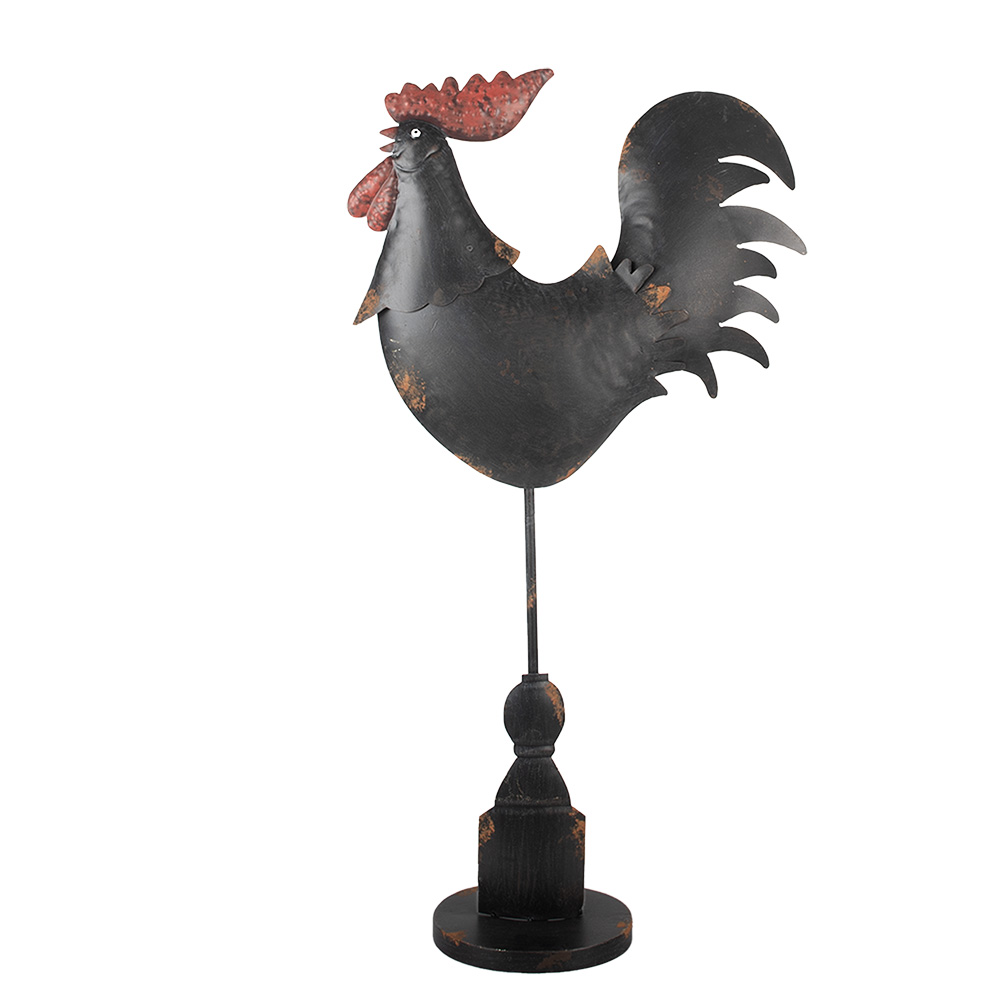 Clayre&Eef Decoratie Beeld Haan 33x12x64 cm Zwart Metaal afbeelding