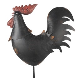 Clayre & Eef Statuetta decorativa Gallo 33x12x64 cm Nero Metallo