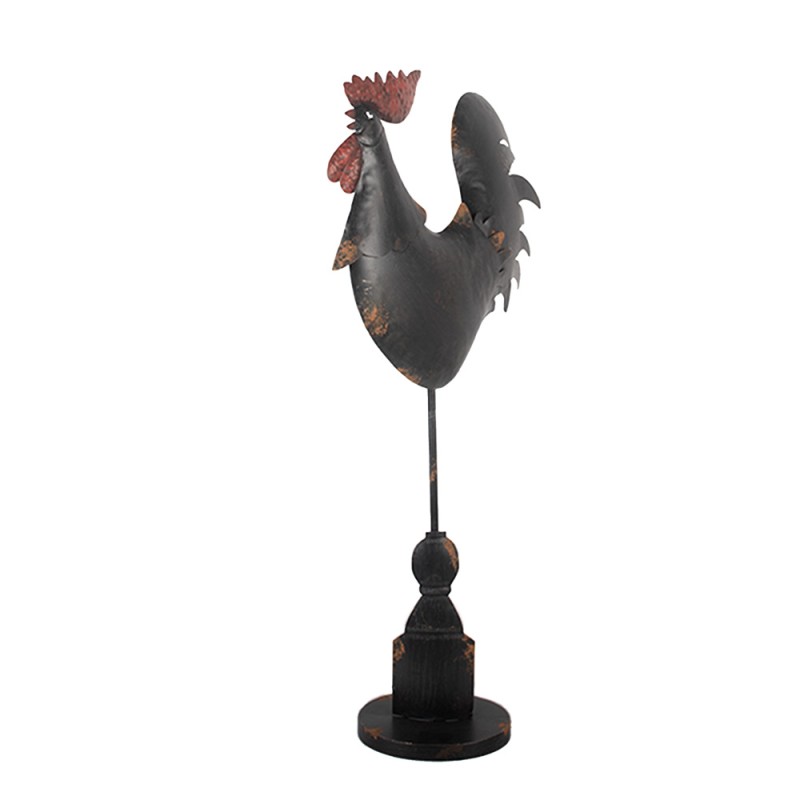 Clayre & Eef Statuetta decorativa Gallo 33x12x64 cm Nero Metallo