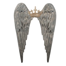 Clayre & Eef Wanddecoratie Vleugels 46x4x65 cm Grijs Metaal