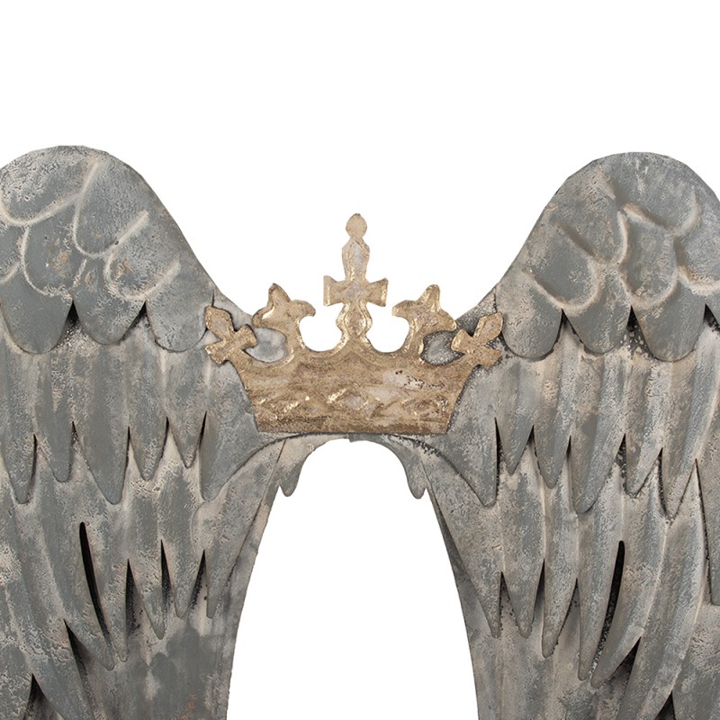 Clayre & Eef Wanddecoratie Vleugels 46x4x65 cm Grijs Metaal