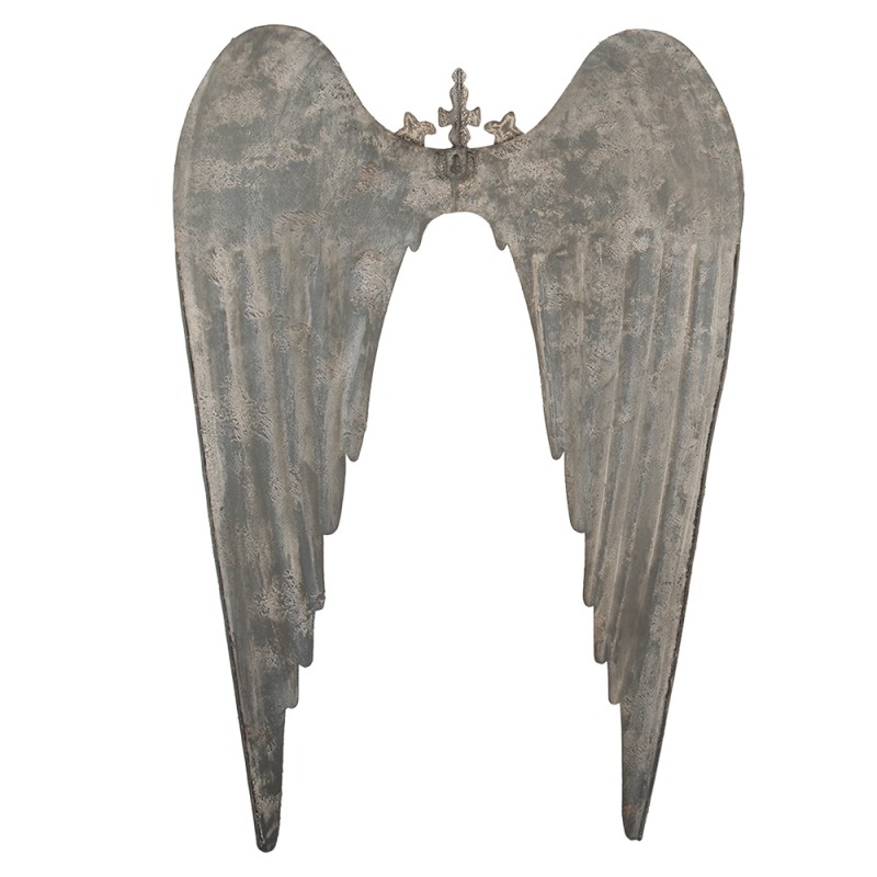 Clayre & Eef Wanddecoratie Vleugels 46x4x65 cm Grijs Metaal