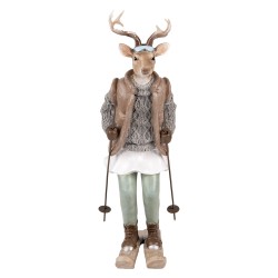 Clayre & Eef Statuetta decorativa Cervo 16x11x31 cm Marrone Plastica