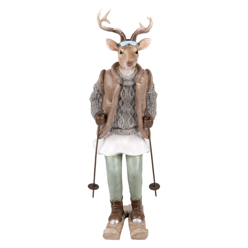 Clayre & Eef Statuetta decorativa Cervo 16x11x31 cm Marrone Plastica