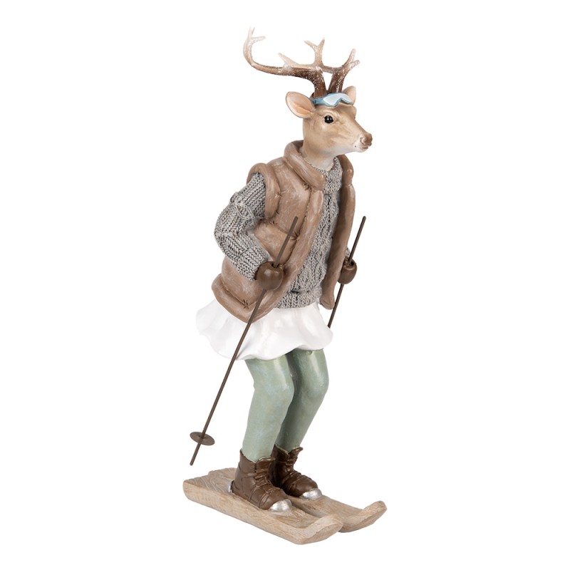 Clayre & Eef Statuetta decorativa Cervo 16x11x31 cm Marrone Plastica