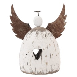 Clayre & Eef Image de décoration Ange 19x6x21 cm Blanc Marron Bois