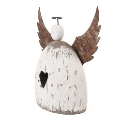Clayre & Eef Image de décoration Ange 19x6x21 cm Blanc Marron Bois